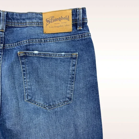 The Stronghold Selvedge Jeans Mens 36x31 Blue Relaxed Tapered Button Fly Stretch - Picture 8 of 16